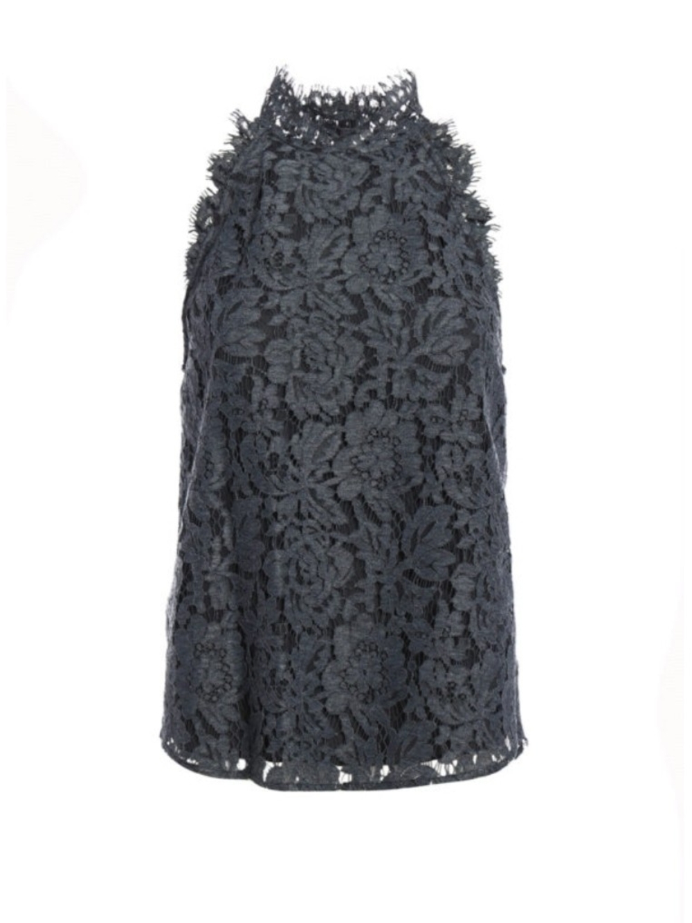 NEW Diane Von Furstenberg Women's M Gray Jemmie Floral Lace Sleeveless Top